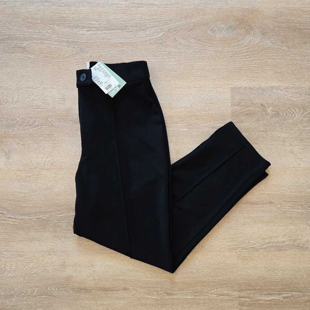 H&M Black Creased Tapered Suit Pants Small Crêpe Jersey High Waist New With Tags